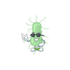 Super cool salmonella cartoon drawing style wearing black glasses