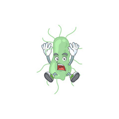cartoon character design of salmonella having shocking gesture