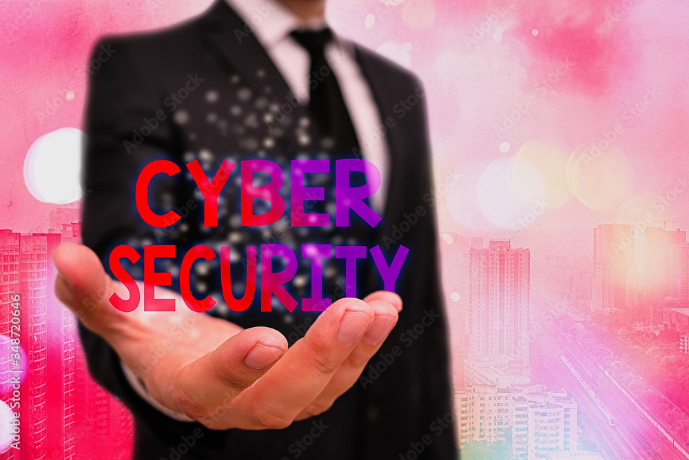 Poster conceptual hand writing showing cyber security. concept meaning protect a computer system against un
