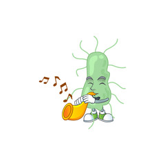 Talented musician of salmonella mascot design playing music with a trumpet