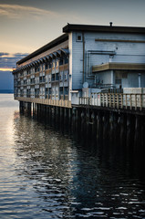 Hotel on a pier in water in the city Seattle