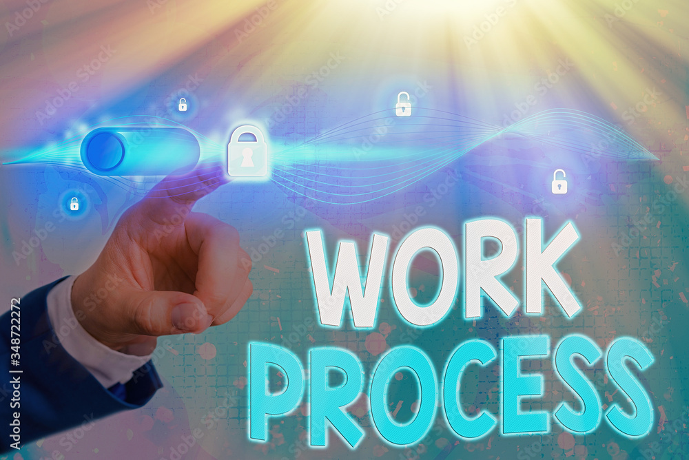 Poster conceptual hand writing showing work process. concept meaning standard procedures how to handle a pa