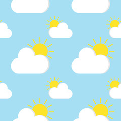 cloud seamless pattern vector for cartoon texture, textile fabric, print. Hipster spring wrapping paper, book cover, clothes, and pattern for kids, children. Hand drawn vector illustration.