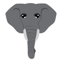 African Animal - Elephant Head/Face - Vector Cartoon