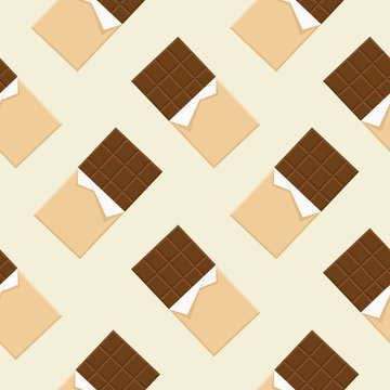 Chocolate Bar Seamless Pattern Vector Illustration 