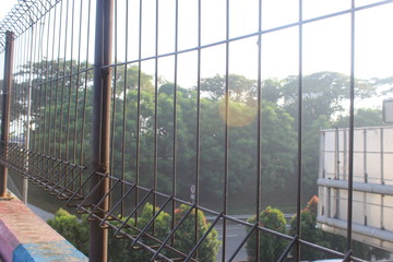 Morning atmosphere on the road during the corona virus pandemic in the city of Jakarta. The road is deserted