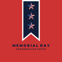 Memorial Day - Remember and honor with USA flag, Vector illustration.