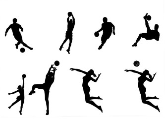 vector illustration of sportsmen silhouettes on a white background