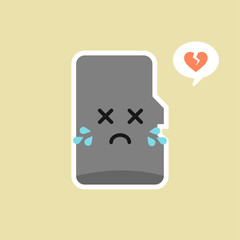 cute and kawaii micro sd card in flat style vector illustration . concept of device, gadget, multimedia, internet, store file, personal electronics, data transfer, web. flat style modern logo design