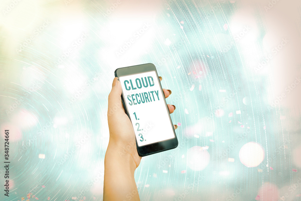 Poster conceptual hand writing showing cloud security. concept meaning protect the stored information safe 