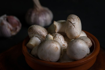 Mushroom and garlic still life
