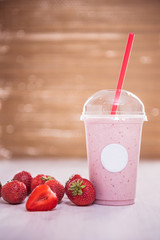 Strawberry drink with fresh strawberries