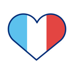 heart with france flag line style icon