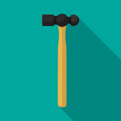 Ball peen hammer isolated background vector flat design.
