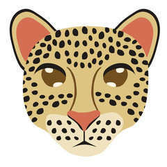 African Animal - Leopard Head/Face - Vector Cartoon
