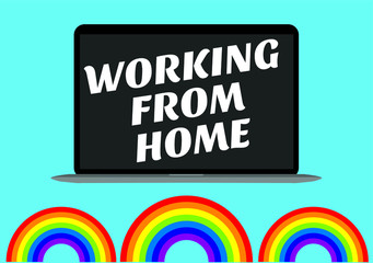 Working from home laptop rainbow coronavirus pandemic 2020