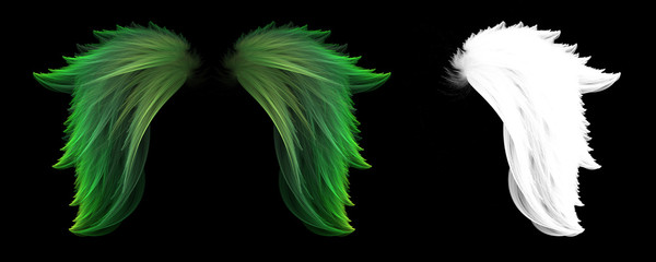 Obraz premium Soft green feather angel wings with clipping mask