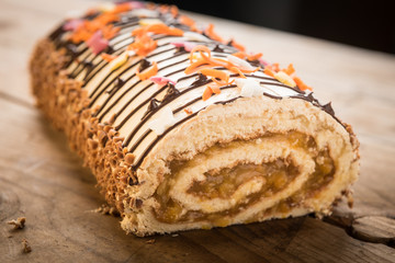 Sweet roulade with apple jam filling