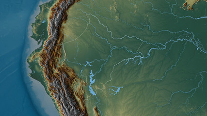 Loreto, Peru - outlined. Relief
