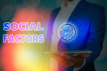 Handwriting text writing Social Factors. Conceptual photo Things that influences lifestyle Cultural Differences Elements of this image furnished by NASA