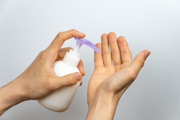 the hand of a man who shows his hand washing