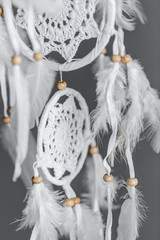 Dreamcatcher - native American amulet, boho-chic, ethnic protection. Soft focus. Closeup.