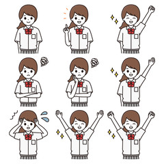 Obraz premium 学生 女性 イラスト セット