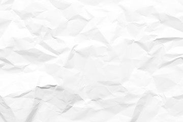 White crumpled paper texture background. Clean white paper. Top view.