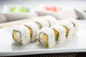 Uramaki sushi yasushi maki on a dish