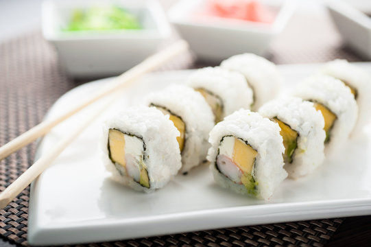 Uramaki sushi yasushi maki on a dish