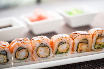Uramaki sushi bali maki on a dish