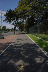 bike way at noon with shade of the trees without people