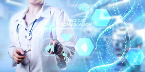 Modern technology in healthcare, medical diagnosis. Medical Consultation Online.