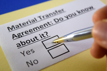 One person is answering question about material transfer agreement.