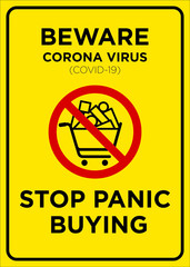 Vector Poster: Corona Virus (COVID-19), Stop Panic Buying