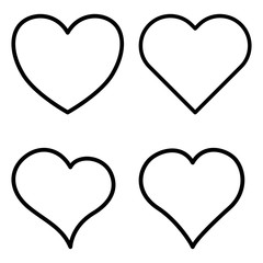 Vector set of line shape hearts.