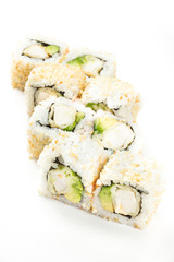 Sushi maki rolls with sesame seeds around them
