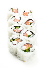 Sushi maki rolls with rice around them