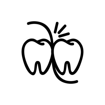 recommend clip art: floss between teeth icon vector. floss between teeth sign. isolated contour symbol illustration
