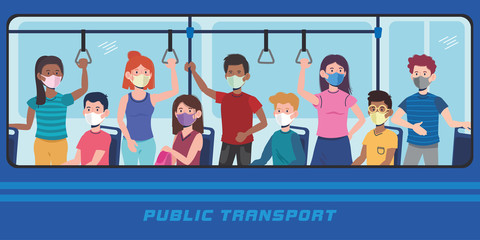 people with mask in the bus transport