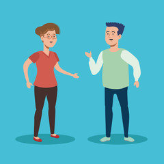 Obraz premium man and woman talking with casual clothes