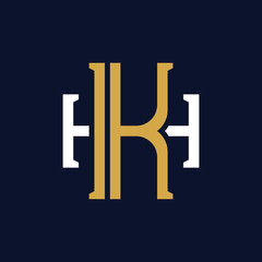 Initial Letter KH HK Monogram Logo Design