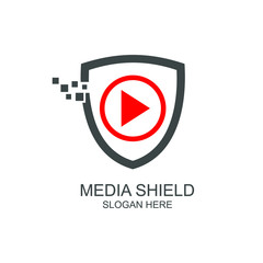 Media shield logo design vector