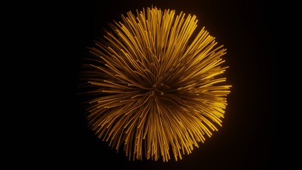3D Render Model Glowing Colorful Flur Hairy Hair Sphere Ball in Deep Black Background