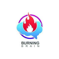 Brain and fire logo design