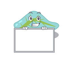 Pancreas cartoon design style standing behind a board