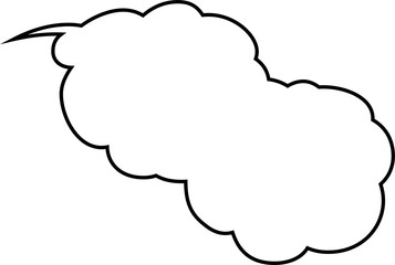 Cute cartoon cloud speech bubble connected sideways outline