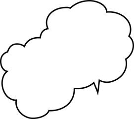 Cute cartoon cloud speech bubble connected sideways outline