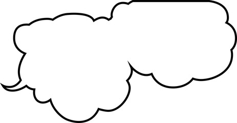 Cute cartoon cloud speech bubble connected sideways outline