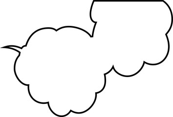 Cute cartoon cloud speech bubble connected sideways outline